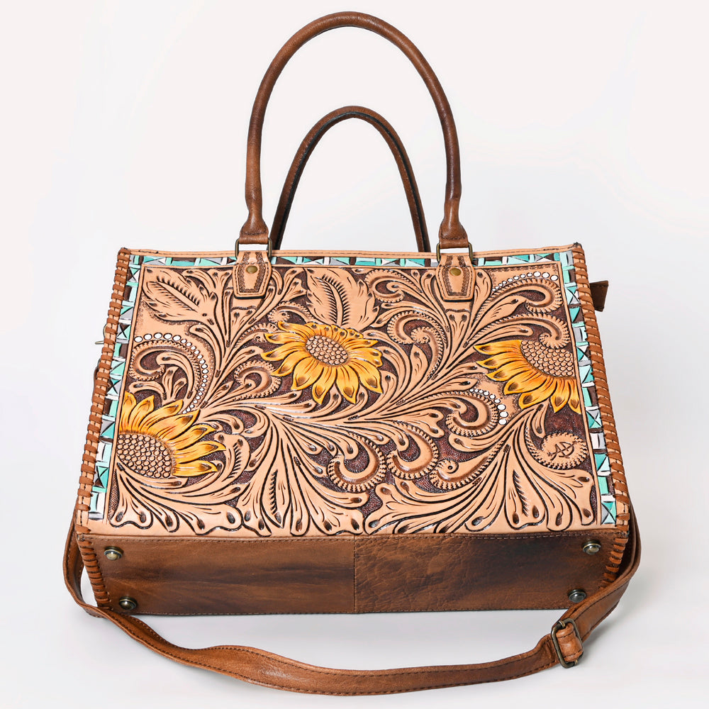 American Darling Briefcase Hand Tooled Genuine Leather