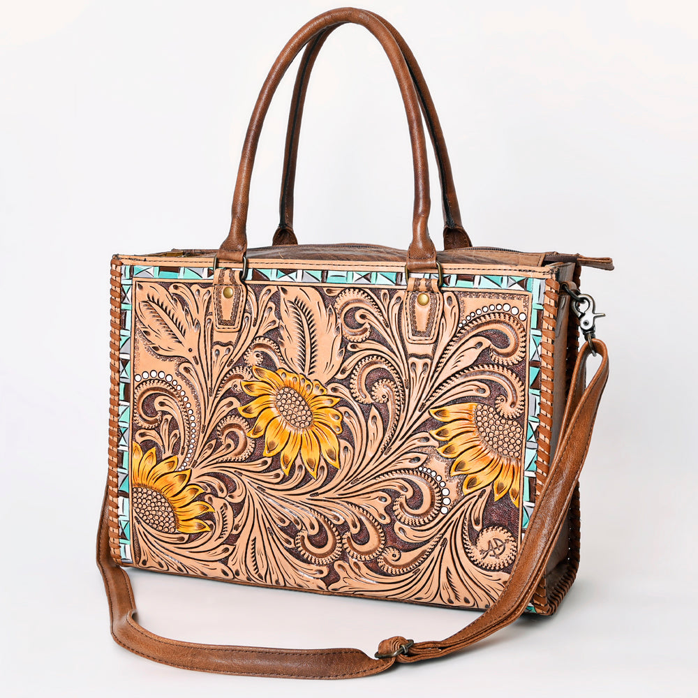 American Darling Briefcase Hand Tooled Genuine Leather