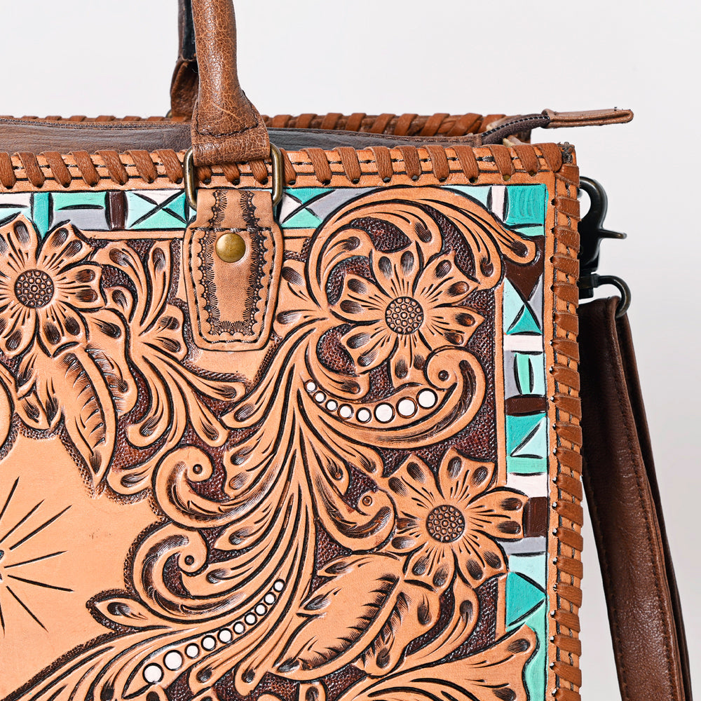 American Darling Briefcase Hand Tooled Genuine Leather