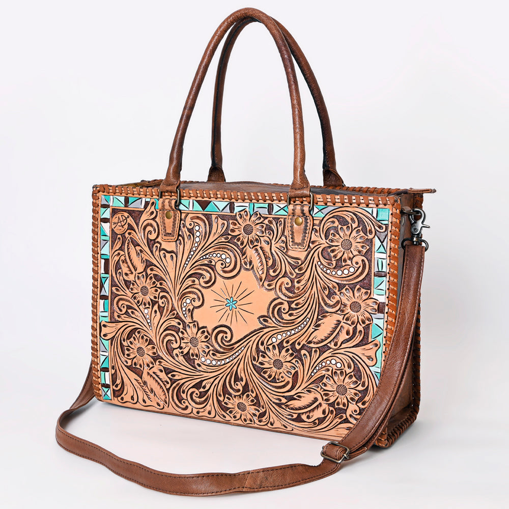 American Darling Briefcase Hand Tooled Genuine Leather