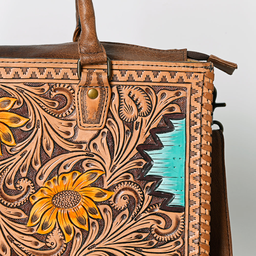 American Darling Briefcase Hand Tooled Genuine Leather
