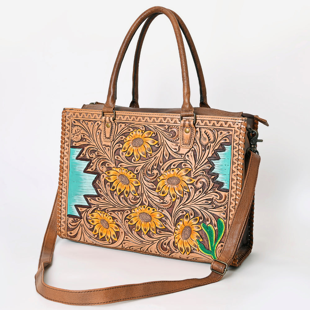 American Darling Briefcase Hand Tooled Genuine Leather