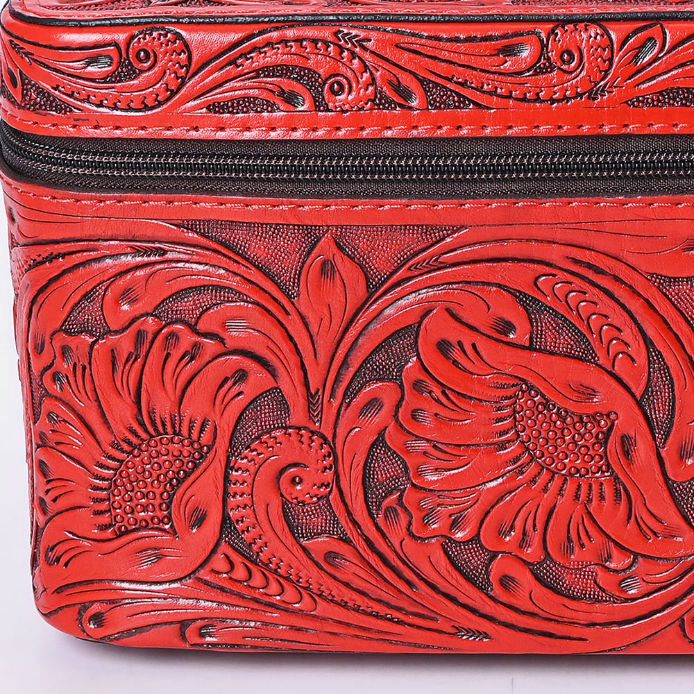 American Darling Jewelry Case Hand Tooled Genuine Leather