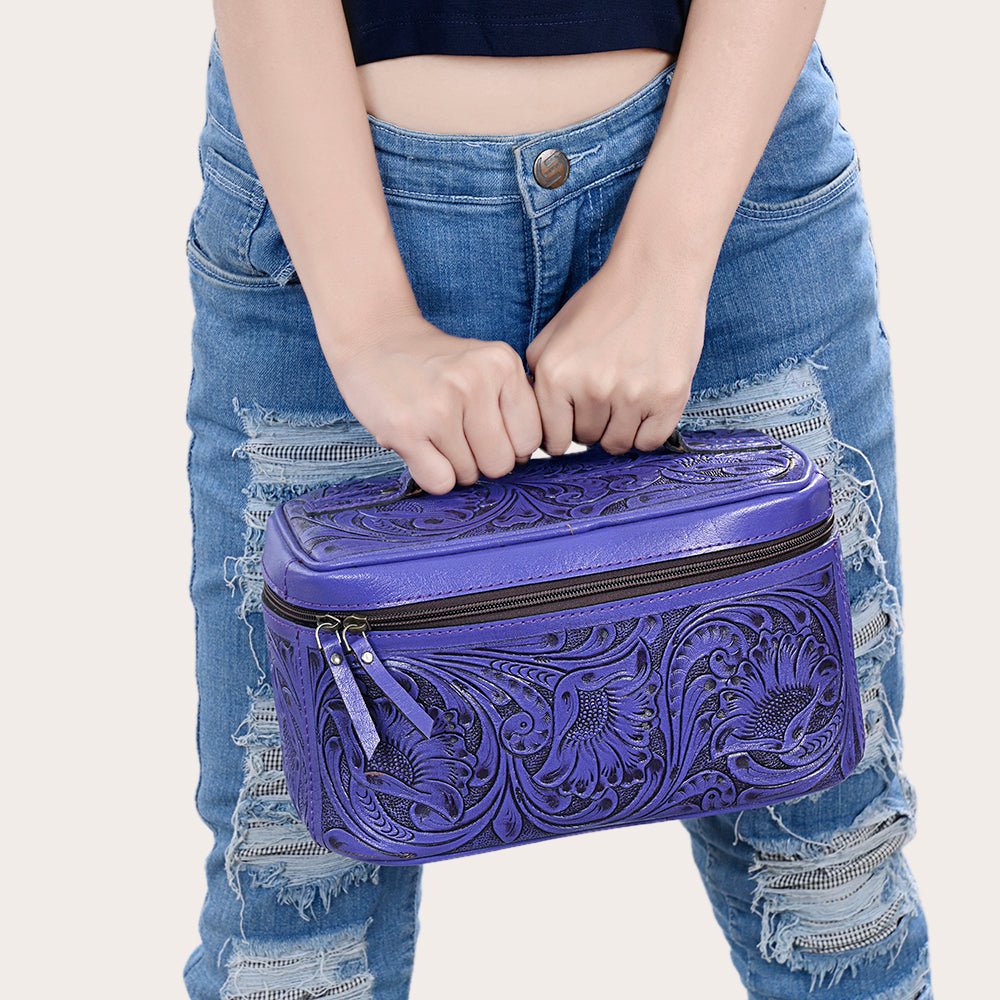American Darling Jewelry Case Hand Tooled Genuine Leather