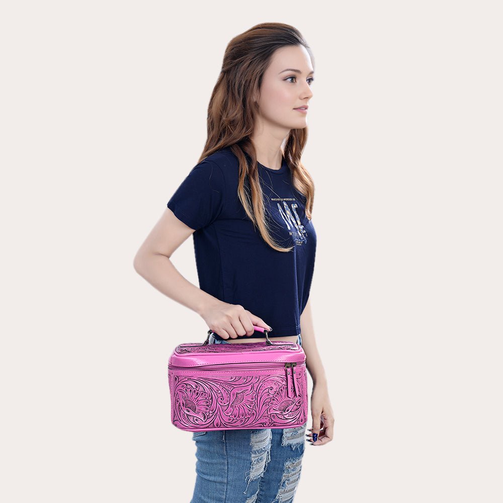 American Darling Jewelry Case Hand Tooled Genuine Leather