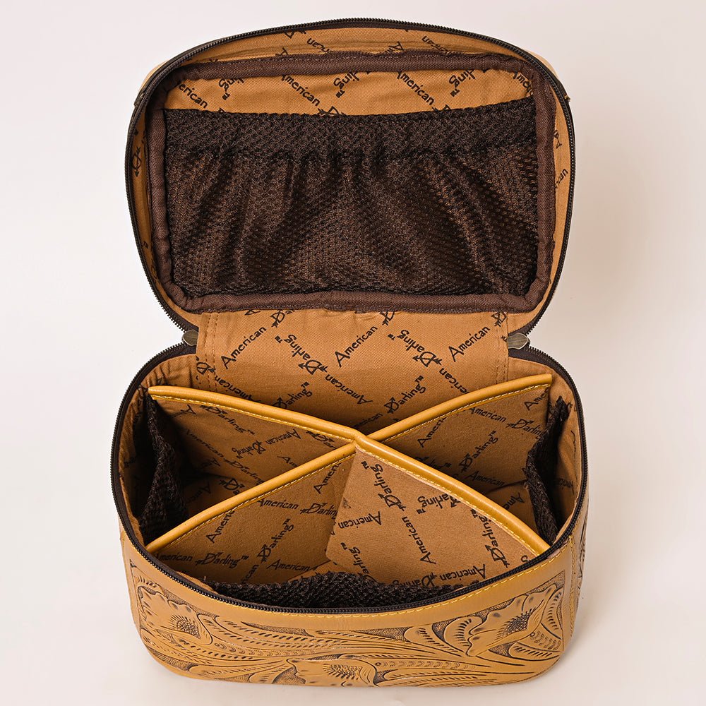American Darling Jewelry Case Hand Tooled Genuine Leather