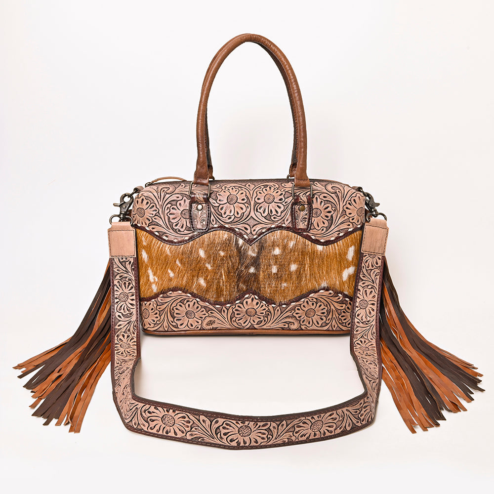 American Darling Hand-Tooled Hair-On Genuine Leather Bag