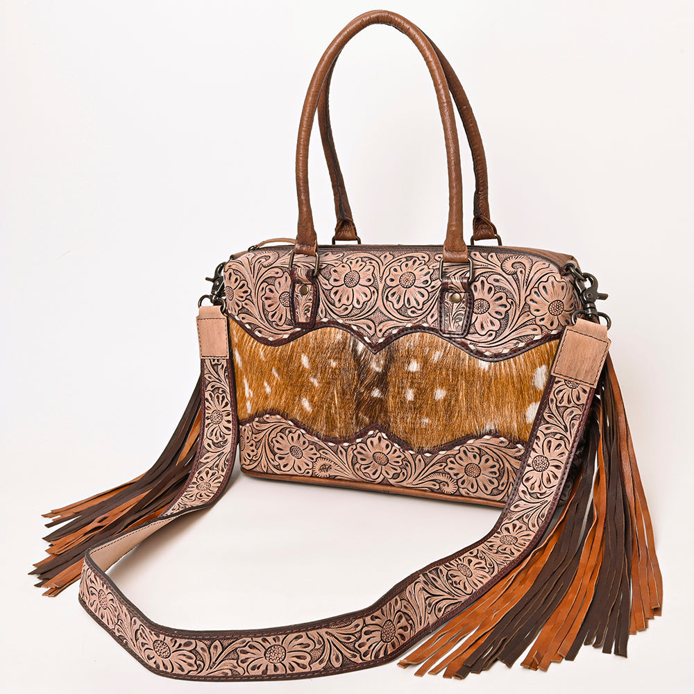 American Darling Hand-Tooled Hair-On Genuine Leather Bag