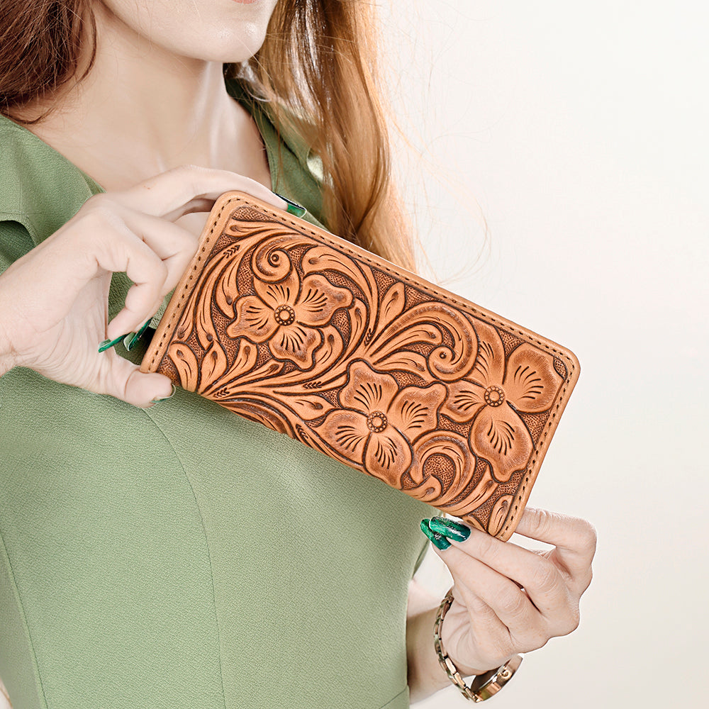 American Darling Wallet Hand Tooled Genuine Leather