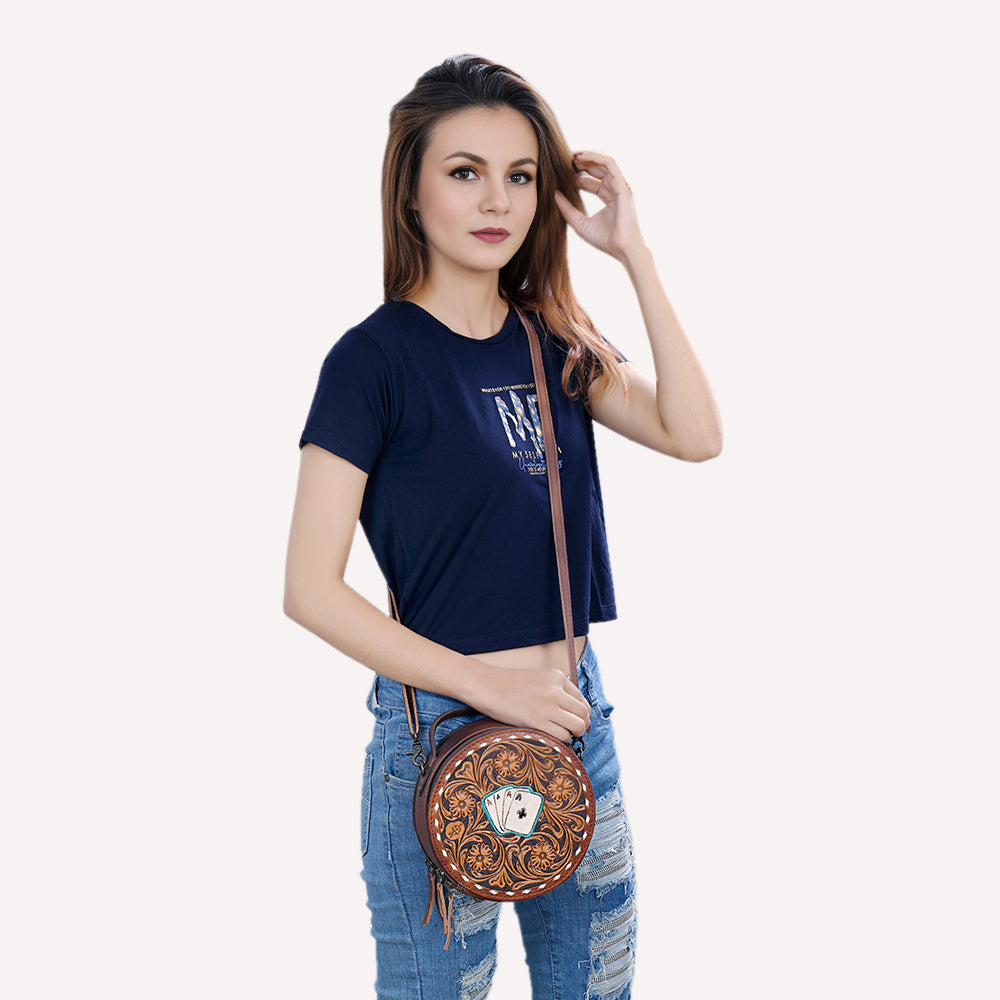 American Darling Hand-Tooled Genuine Leather Bag
