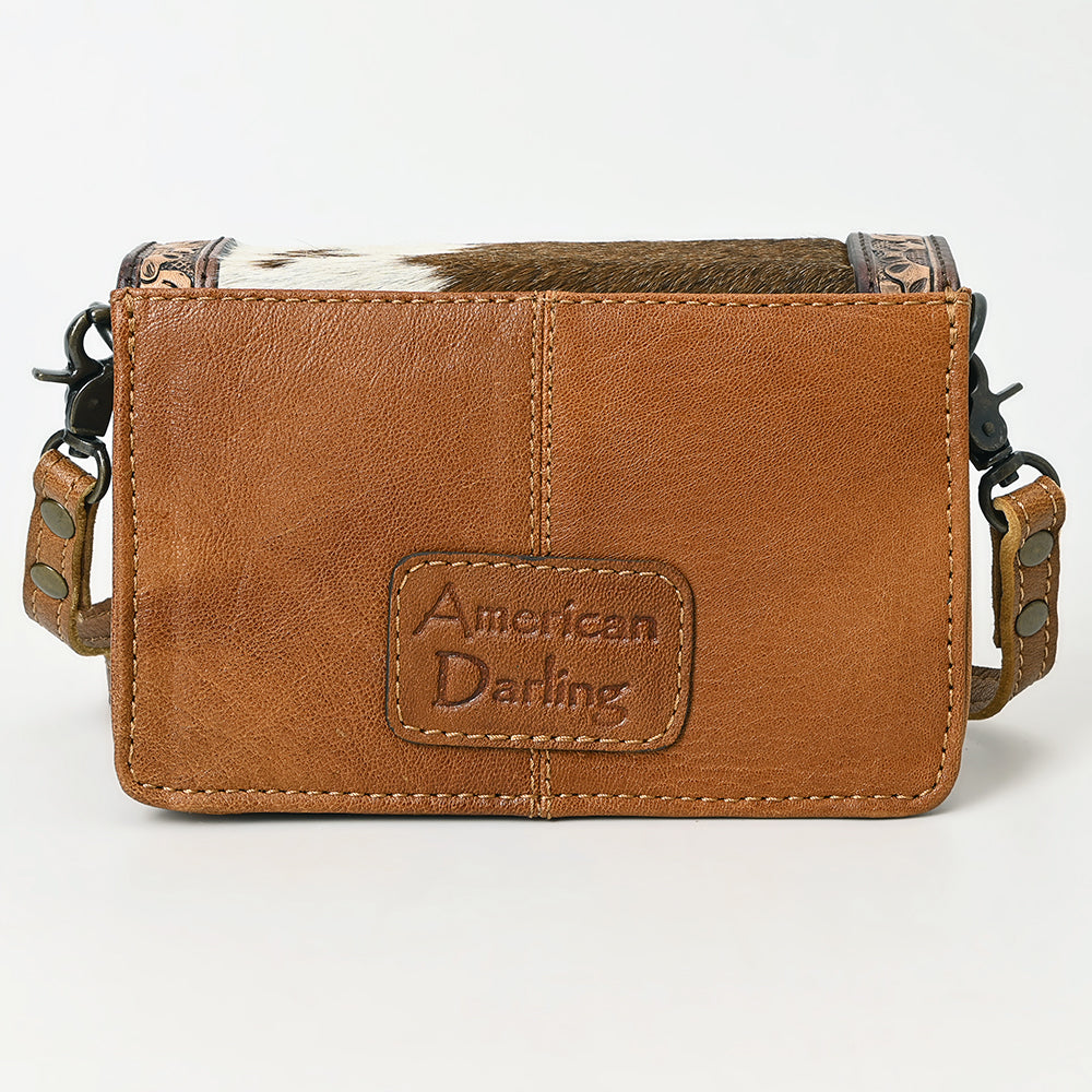 American Darling Crossbody Hand Tooled Hair-onGenuine Leather