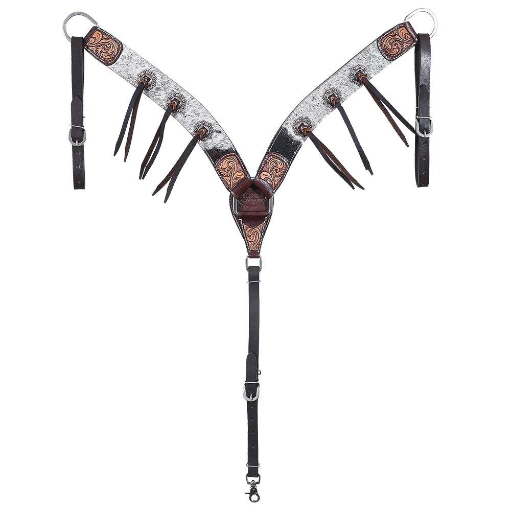 Hand-Carved Leather Western Headstall And Breast Collar Set For Training And Showing