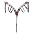 Hilason Horse Hand Carved American Hair On Leather Breast Collar Headstall Brown