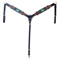 Hilason Horse Floral Hand Carved American Leather Breast Collar Headstall Beaded Brown