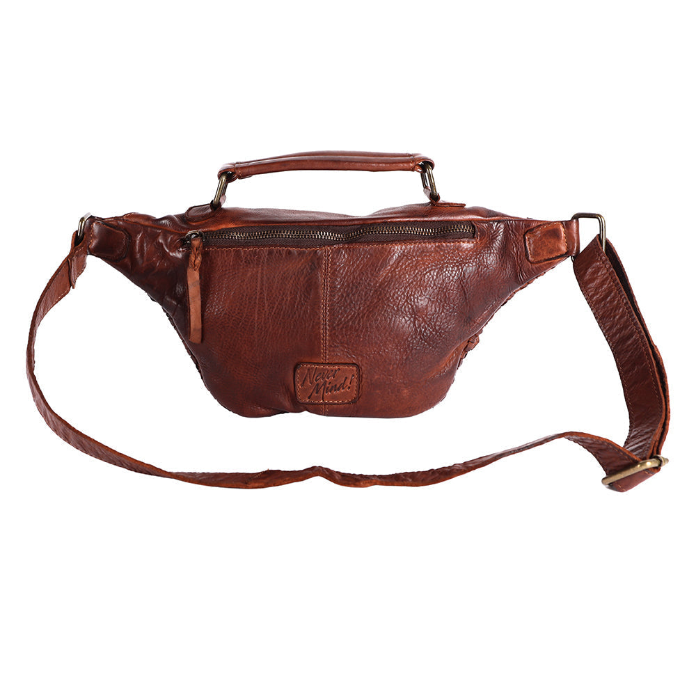 Never Mind Fanny Pack Vintage Handmade Genuine Cowhide Leather