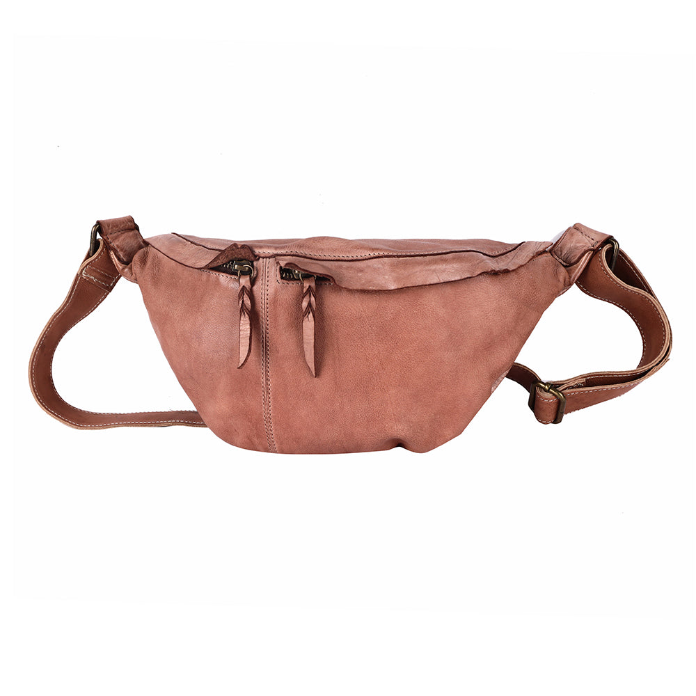 Never Mind Fanny Pack Vintage Handmade Genuine Cowhide Leather