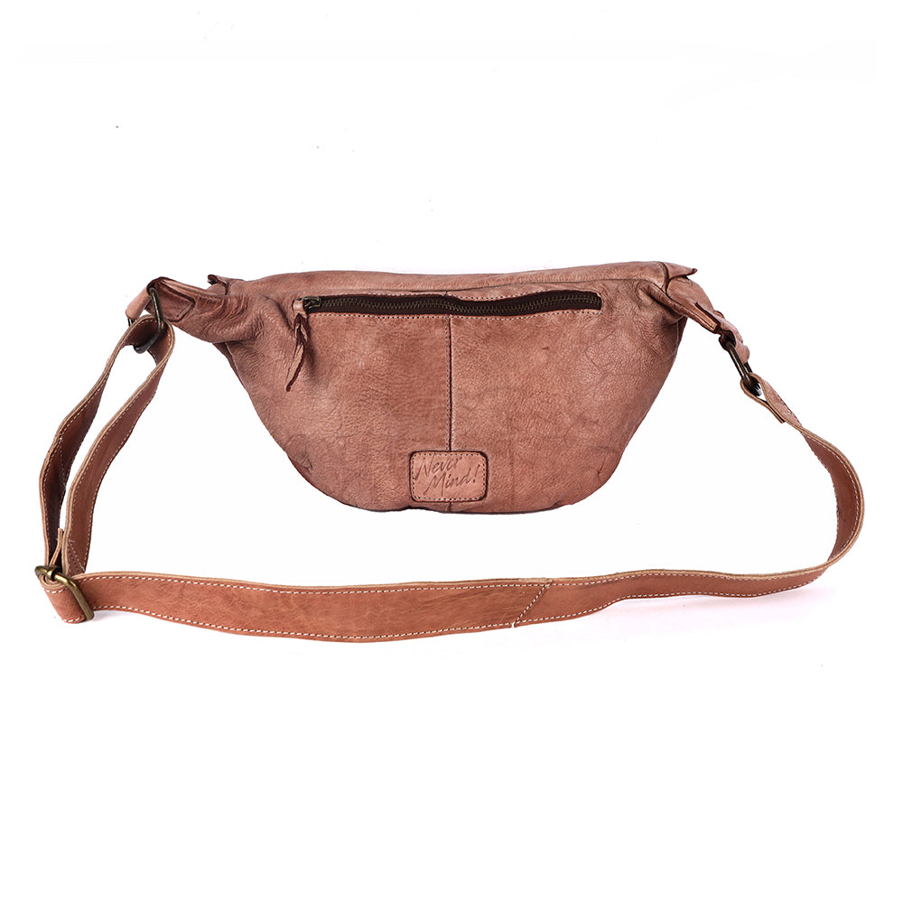 Never Mind Fanny Pack Vintage Handmade Genuine Cowhide Leather