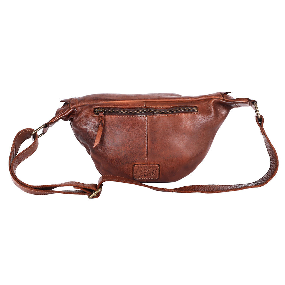 Never Mind Fanny Pack Vintage Handmade Genuine Cowhide Leather
