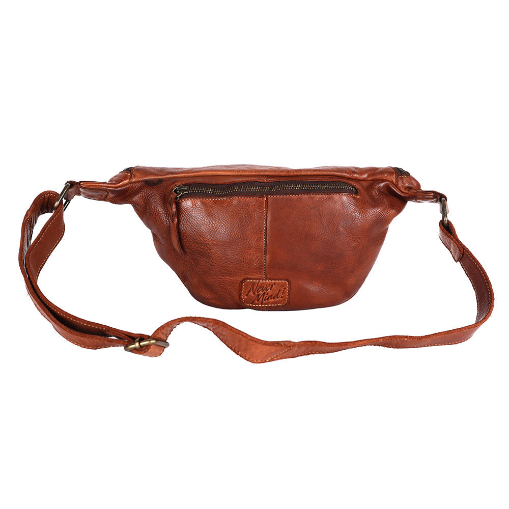 Never Mind Fanny Pack Vintage Handmade Genuine Cowhide Leather