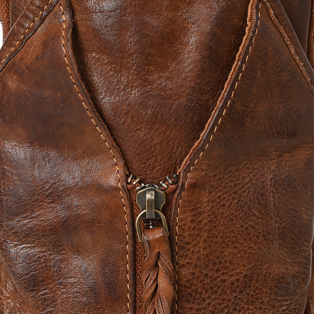 Genuine Western Leather Sling Bag For Women Crossbody Shoulder Backpack