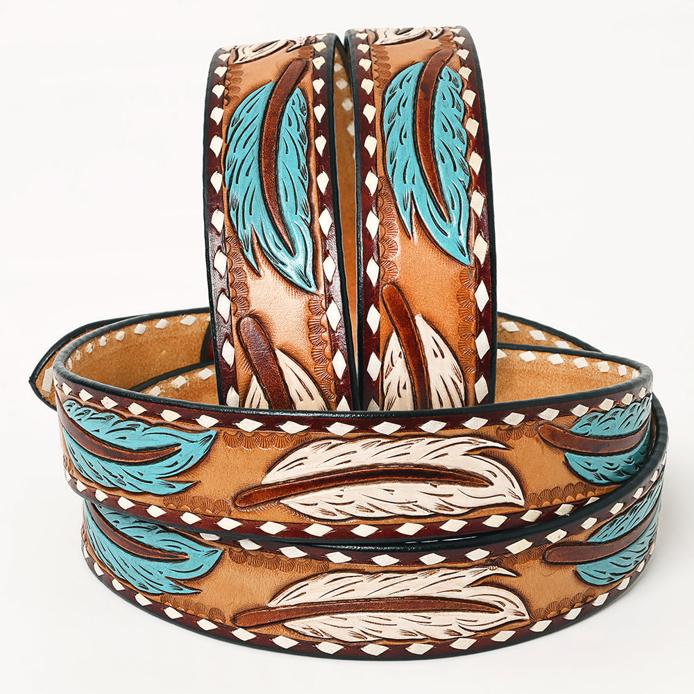 American Darling  Beautifully Hand Tooled Genuine American Leather Belt Men and  Women
