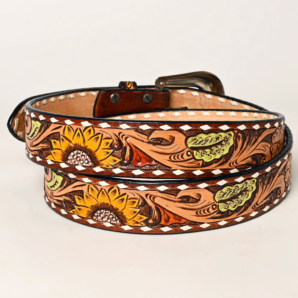 OHLAY Hand-Tooled Genuine American Leather Belt