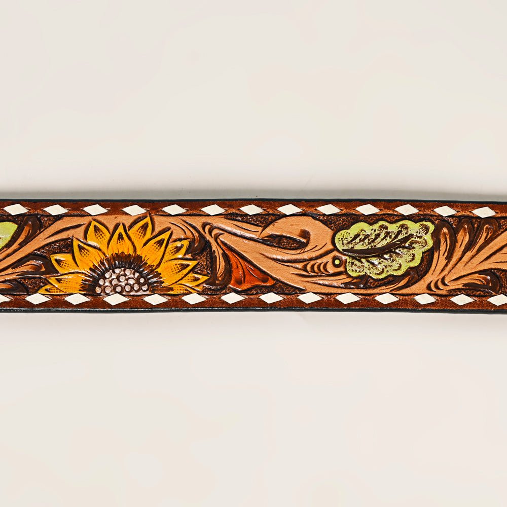 OHLAY Hand-Tooled Genuine American Leather Belt