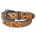 OHLAY Hand-Tooled Genuine American Leather Belt