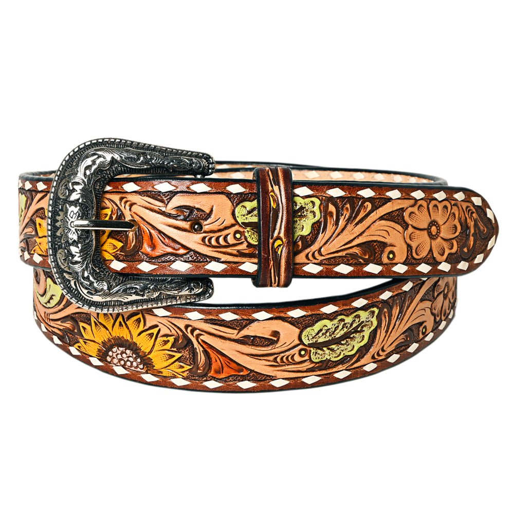 OHLAY Hand-Tooled Genuine American Leather Belt