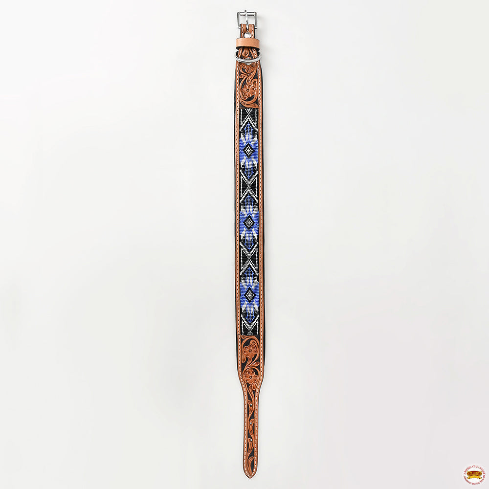Hilason Western Style Heavy Duty Beaded American Leather Pet Dog Collar