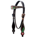 Comfytack Western Horse Floral Hand Painted Genuine Leather Headstall Fringes