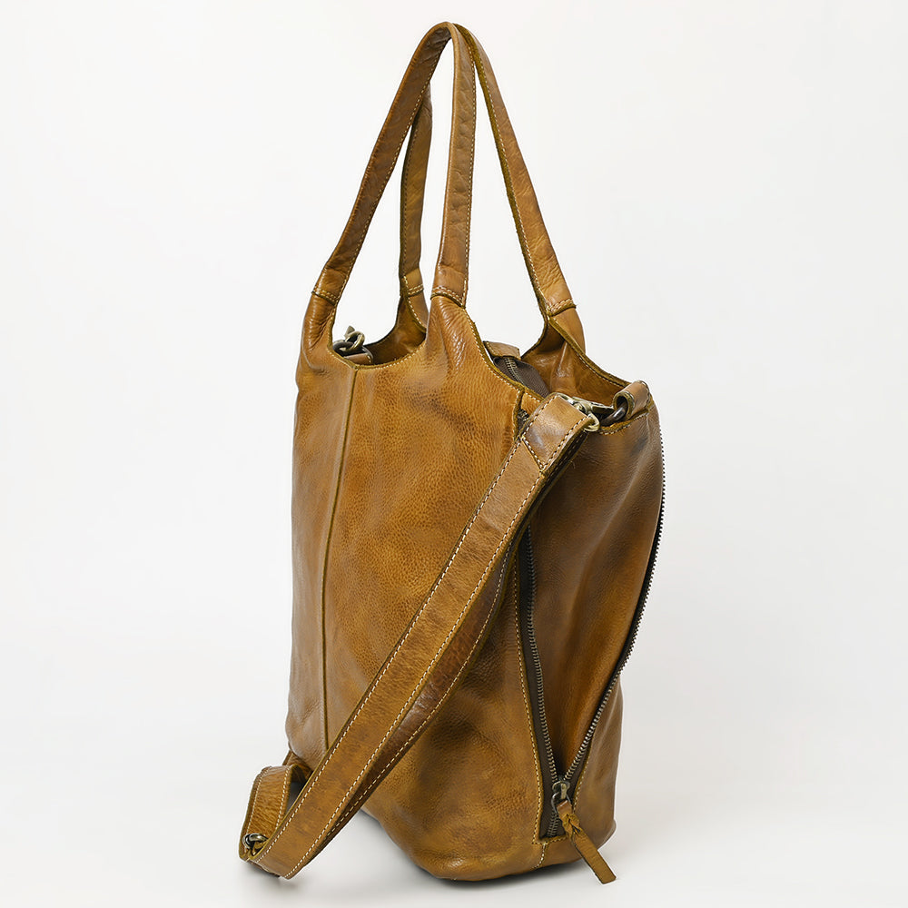 Never Mind Tote Vintage Handmade Genuine Cowhide Leather
