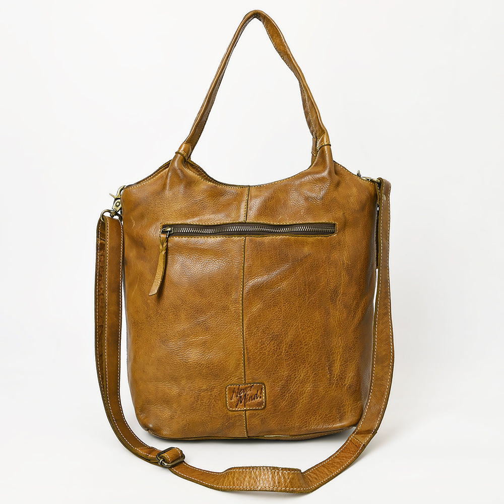 Never Mind Tote Vintage Handmade Genuine Cowhide Leather