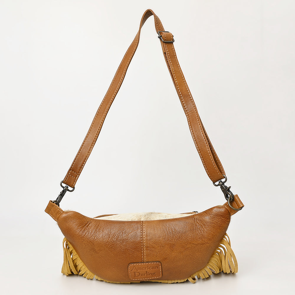 American Darling Hand-Tooled Hair-On Genuine Leather Crossbody Bag