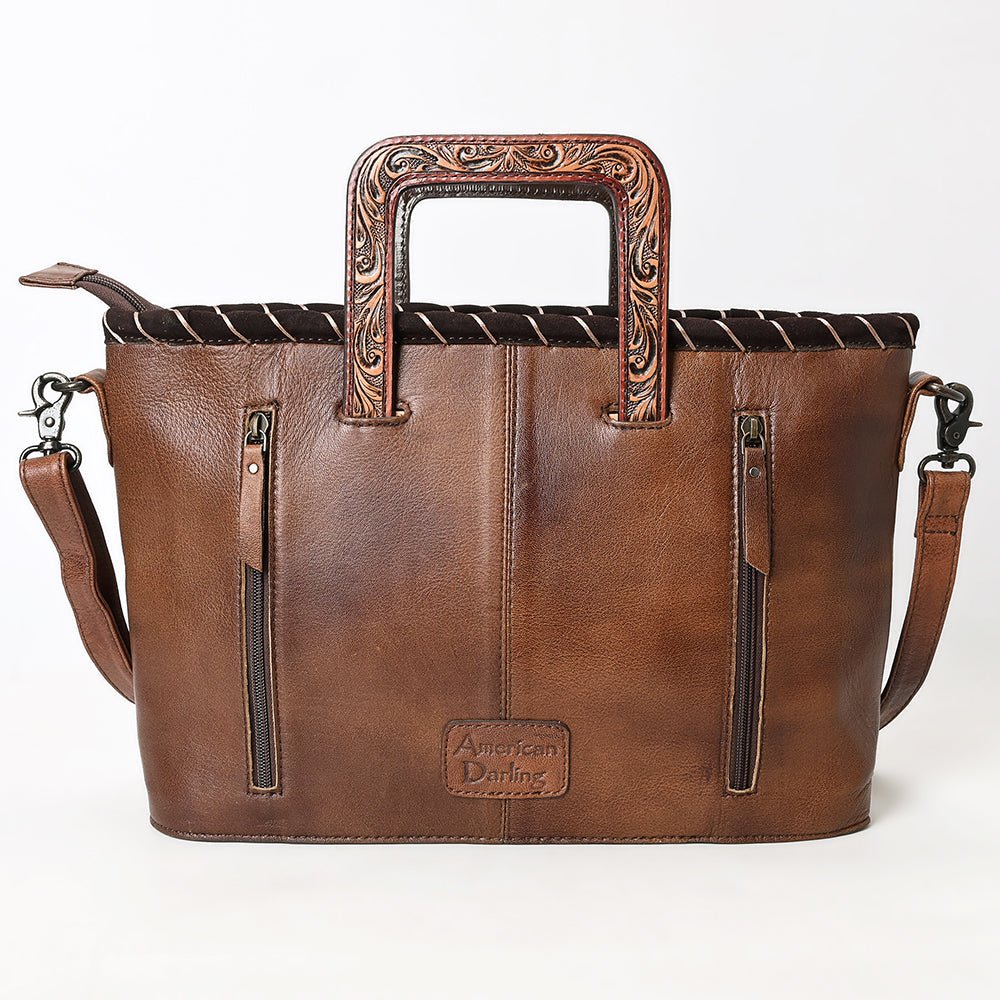 American Darling Hand-Tooled Hair-On Genuine Leather Tote