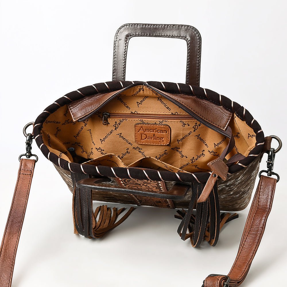 American Darling Hand-Tooled Hair-On Genuine Leather Tote