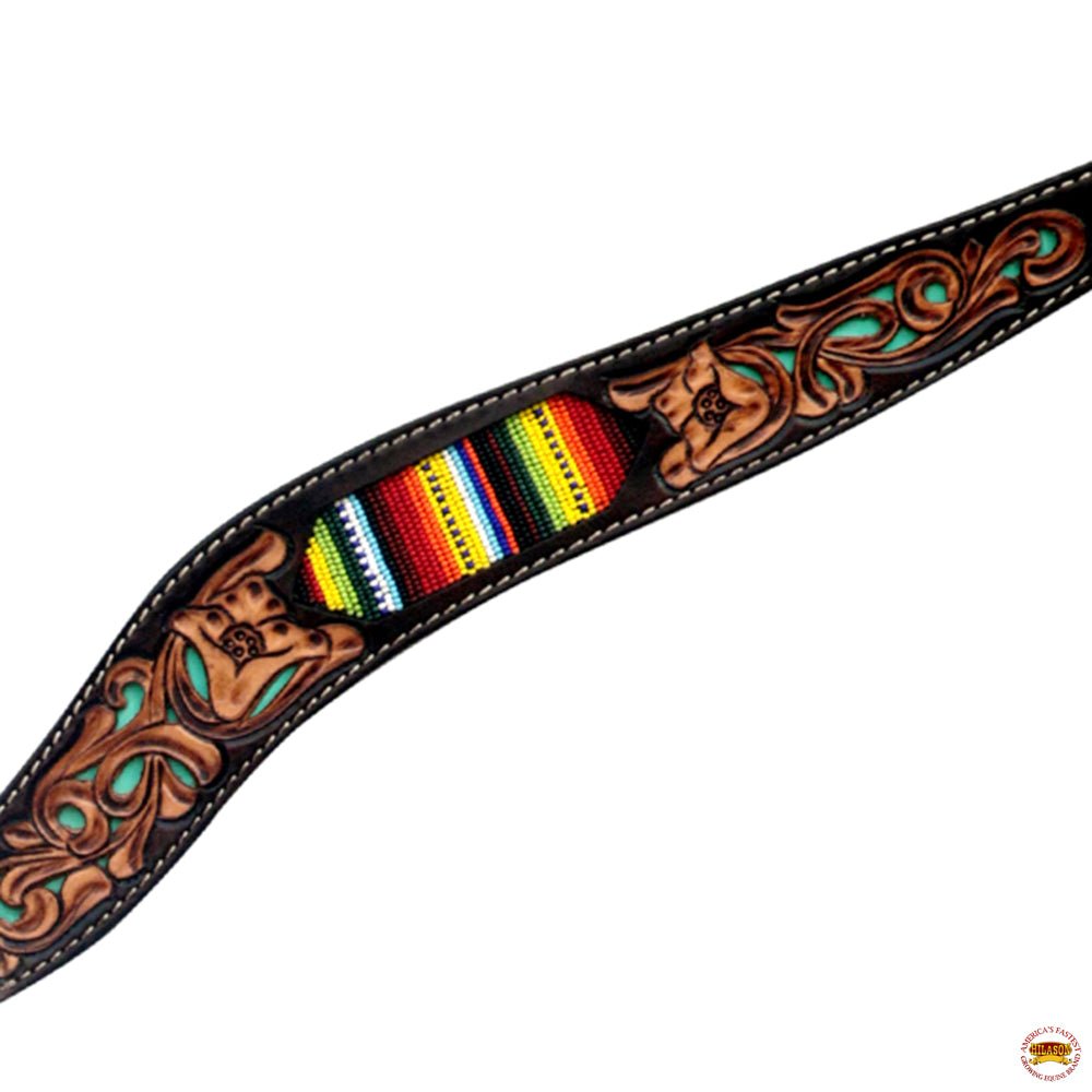 Western Horse Headstall And Floral Beaded Leather Breast Collar