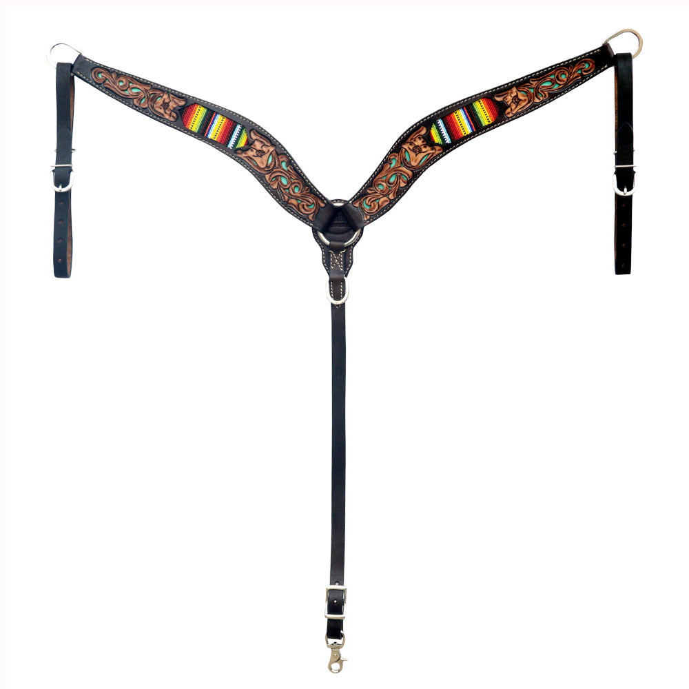 HILASON Western Horse Headstall & Breast Collar American Leather Floral Beaded