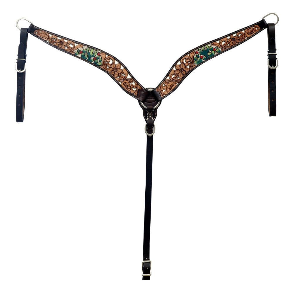 Hand-Carved Leather Western Headstall And Breast Collar Set For Training And Showing