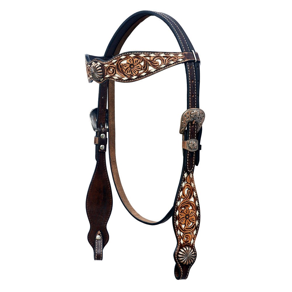 Hand-Carved Leather Western Headstall And Breast Collar Set For Training And Showing