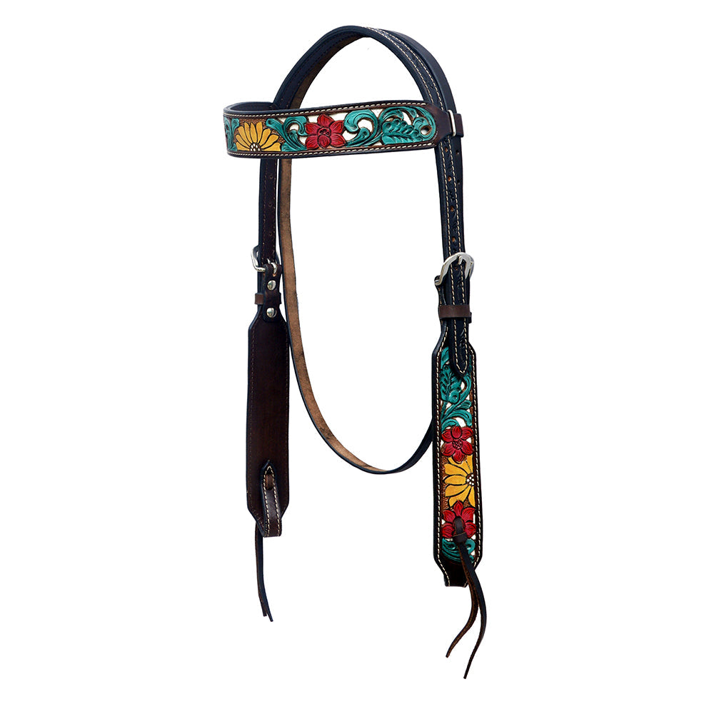 HILASON Western Horse Headstall & Breast Collar American Leather Floral Carving