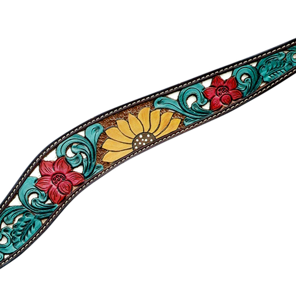 HILASON Western Horse Headstall & Breast Collar American Leather Floral Carving