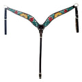 Hilason Horse Floral Hand Painted American Leather Breast Collar Headstall Brown