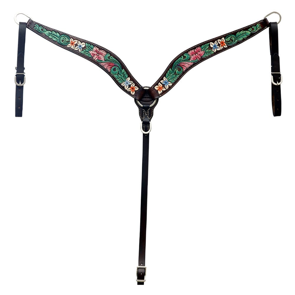 Hand-Carved Leather Western Headstall And Breast Collar Set For Training And Showing