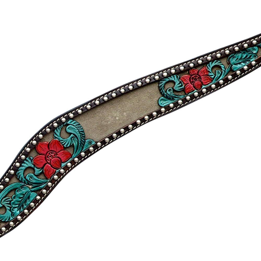 HILASON Western Horse Headstall & Breast Collar American Leather Floral Carving
