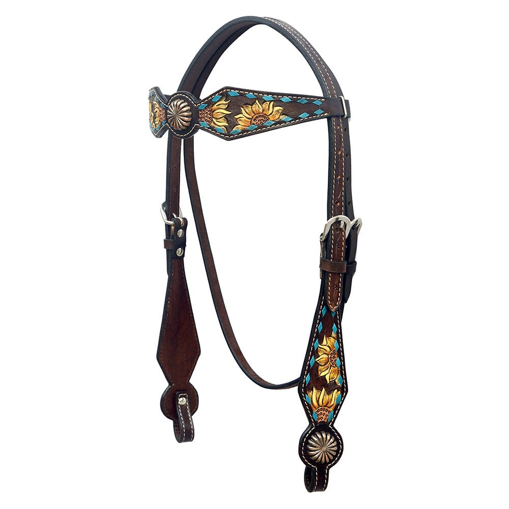 Hand-Carved Leather Western Headstall And Breast Collar Set For Training And Showing