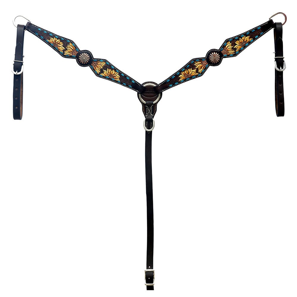 Hand-Carved Leather Western Headstall And Breast Collar Set For Training And Showing