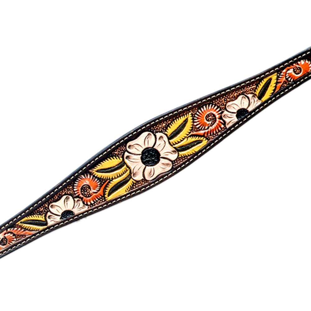 HILASON Western Horse Headstall & Breast Collar American Leather Floral Carving
