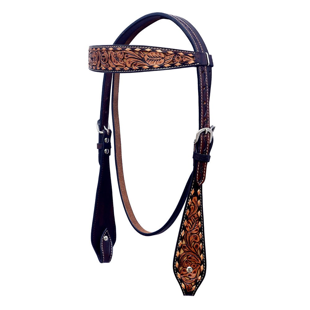 Hand-Carved Leather Western Headstall And Breast Collar Set For Training And Showing