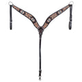 Hilason Horse Floral Hand Carved American Leather Breast Collar Headstall W/ Beaded Work Brown
